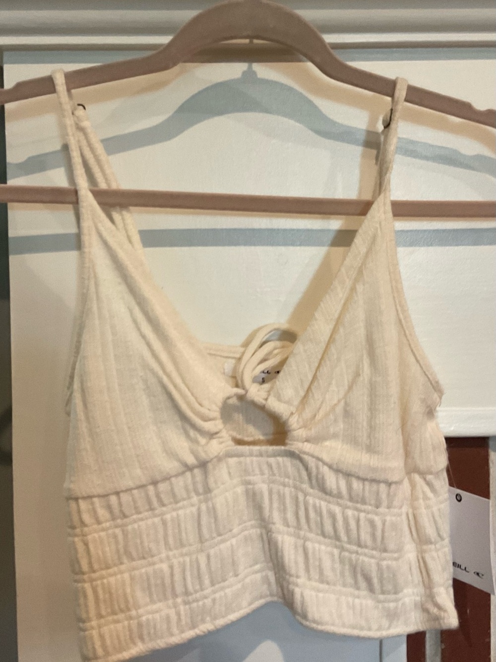 O’Neill Beige Summer Spaghetti Strap Cutout Blouse
